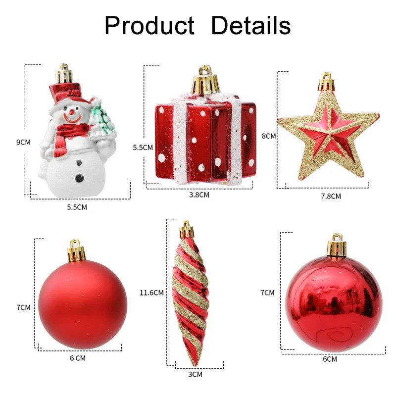 Rynx Christmas Tree Ornaments Red Candy Cane Hanging Decoration Large Pendants Set Christmas Decorations For Home 2024 Natal Navidad New Year