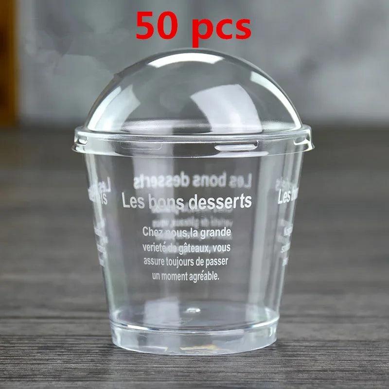 Rynx | Elegant clear dessert cup collection with lids and spoons - Perfect for ice cream, yogurt, and mousse
