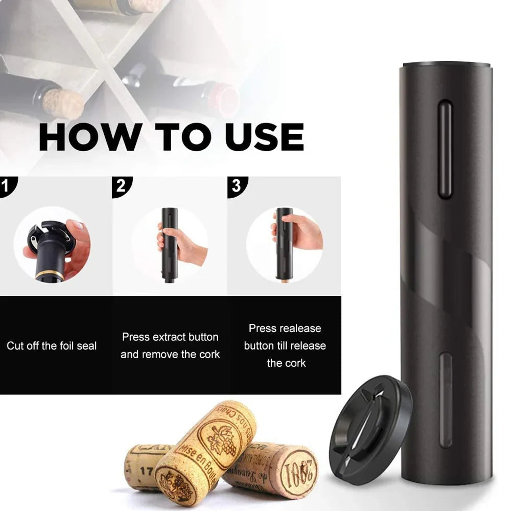 Rynx | Electric Wine Opener - Automatic Corkscrew with Stand Holder, Foil Cutter, and Beer Bottle Opener - Kitchen and Bar Can Opener