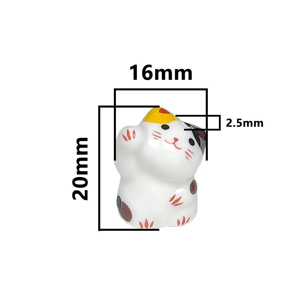 Rynx | Charming anime-inspired lucky cat ceramic beads for creative jewelry projects - 15x21mm porcelain essentials with vertical hole
