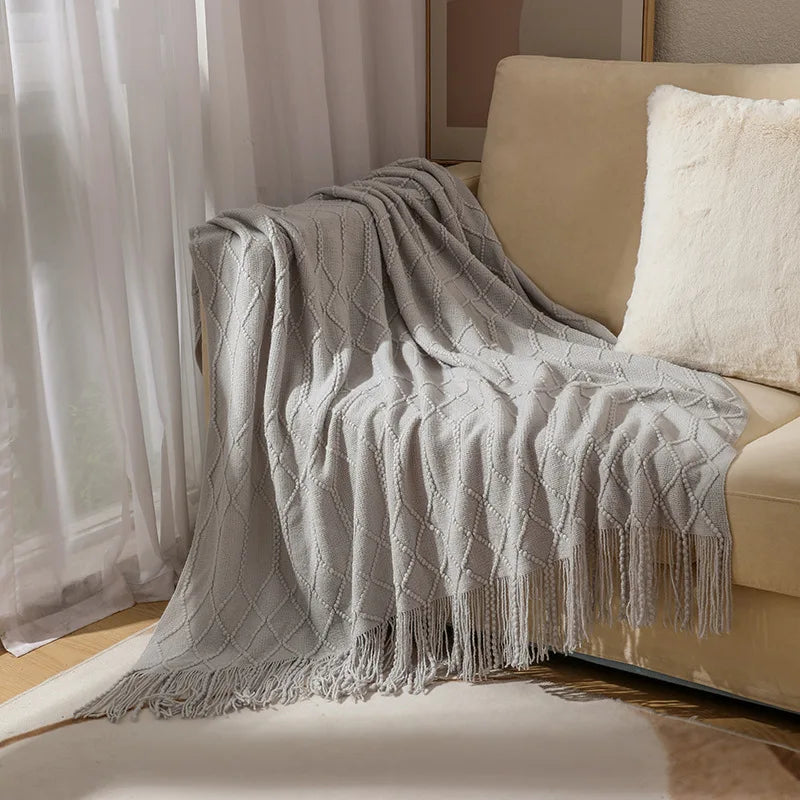 Rynx | purple diamond knit blanket