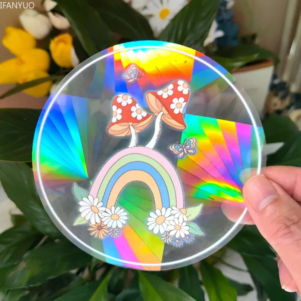 Rynx | PVC Self-Adhesive Glass Window Stickers | Sun Catcher Cat Moth Energy Suncatcher | Rainbow Prisms Sunlight Decals