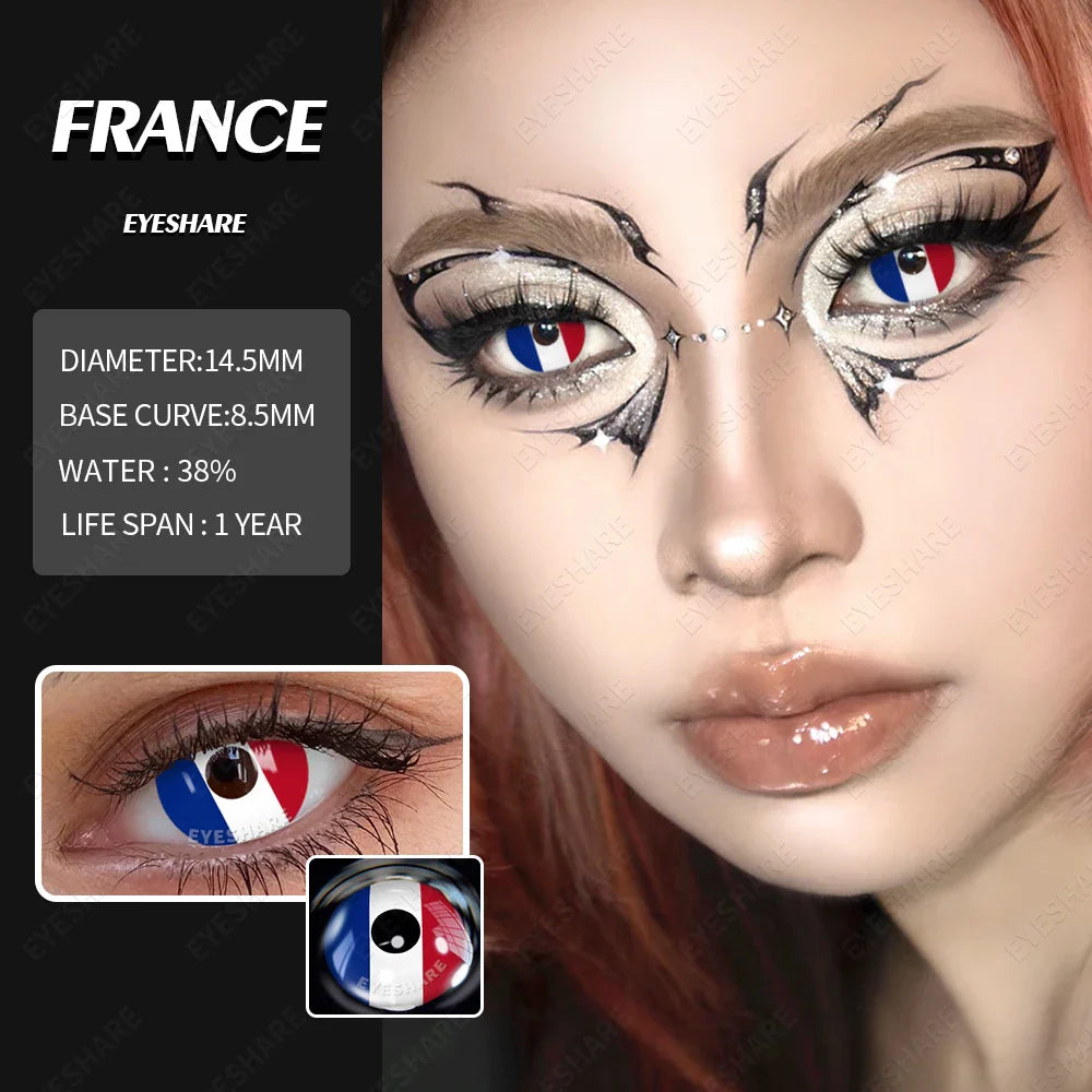 Rynx | Colored contact lenses for the eyes 1 pair Cosplay blue red colored lenses annually beautiful pupils Halloween eye contact lenses
