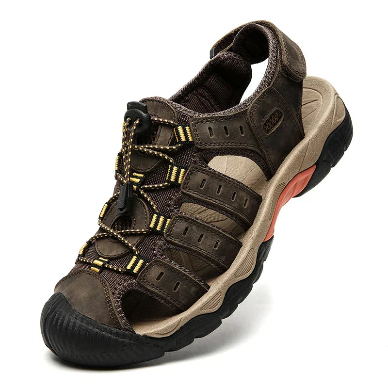 Rynx | Summer Men's Outdoor Sandals Beach Shoes Genuine Leather Trekking Hiking