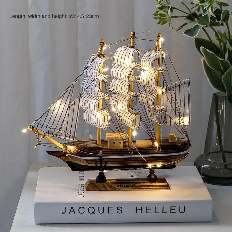 RYNX | New Wooden Sailing Boat Model Office Living Room Decoration Craft Nautical Decoration Creative Model Home Decor Birthday Gift