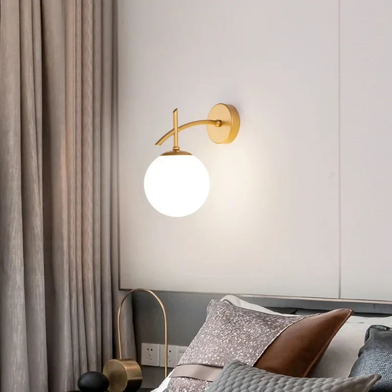 Rynx | LumiWall Lamp - Glass Bedroom Lighting Black Gold Sconce
