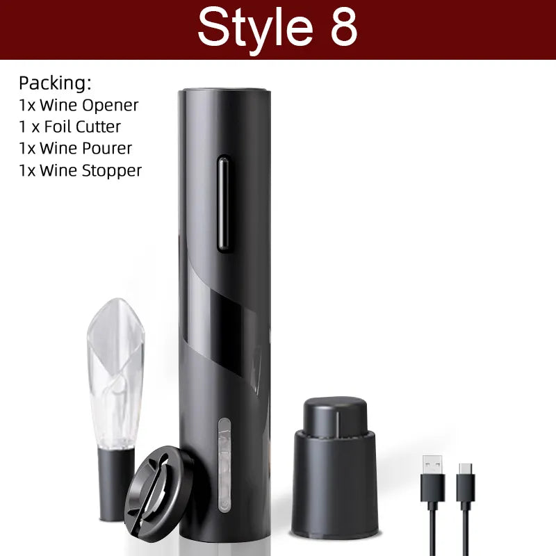 Rynx | Electric Wine Opener - Automatic Corkscrew with Stand Holder, Foil Cutter, and Beer Bottle Opener - Kitchen and Bar Can Opener