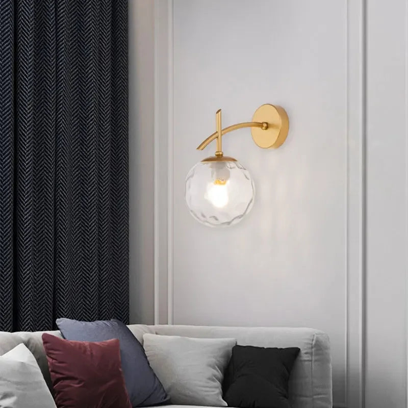 Rynx | LumiWall Lamp - Glass Bedroom Lighting Black Gold Sconce