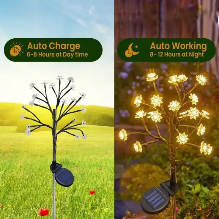 Rynx | Solar Cherry Blossom Lights | Waterproof LED Decor for Outdoors