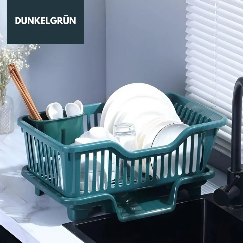 Rynx | Compact Dish Drying Rack with Drip Tray