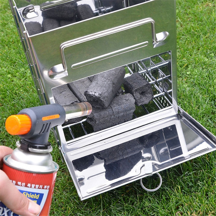 Rynx | Portable Stainless Steel Folding Barbecue Stove Charcoal Barbecue Grill Outdoor Camping Wood Stove