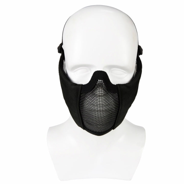 Rynx | WoSporT Half Face Metal Net Field Ear Protection Outdoor Cycling Steel Mask(Dark Crepe)