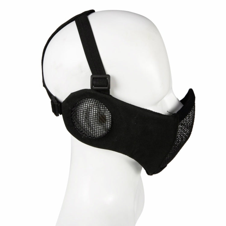 Rynx | WoSporT Half Face Metal Net Field Ear Protection Outdoor Cycling Steel Mask(Dark Crepe)