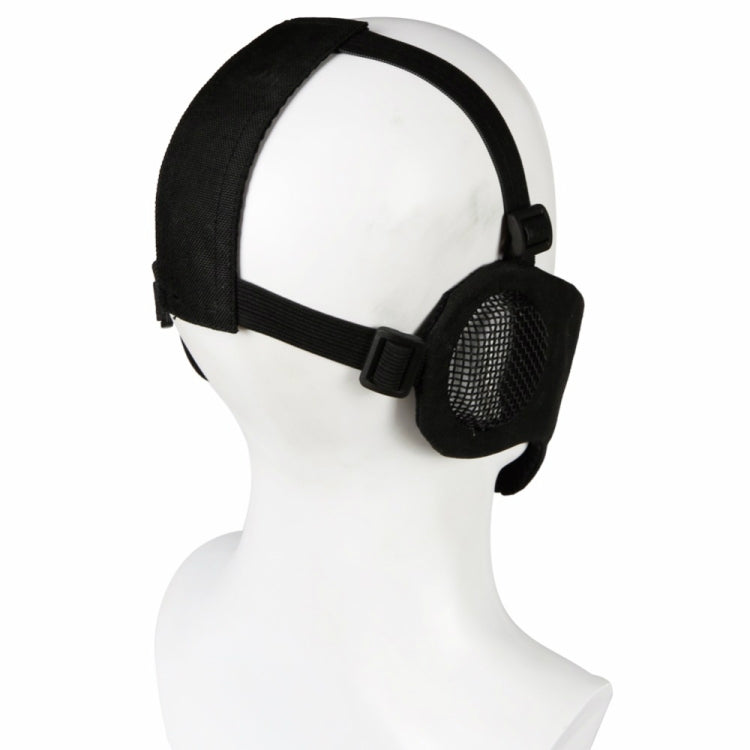Rynx | WoSporT Half Face Metal Net Field Ear Protection Outdoor Cycling Steel Mask(Dark Crepe)