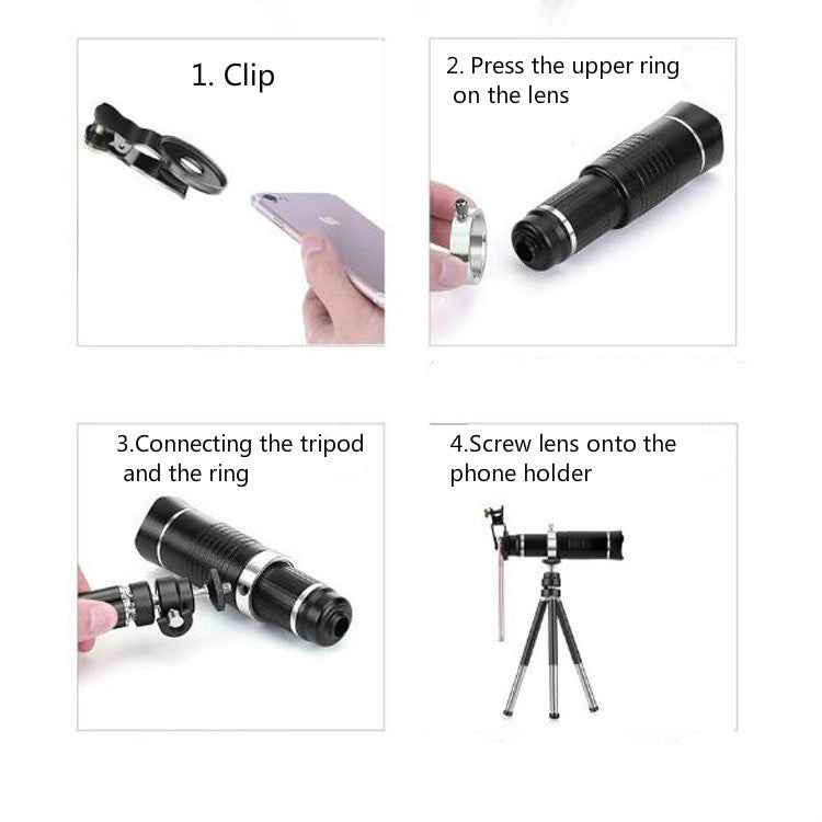 Rynx | Universal 20 Times Mobile Phone Telephoto Lens Monocular Live Broadcast HD 4K No Vignetting Lens