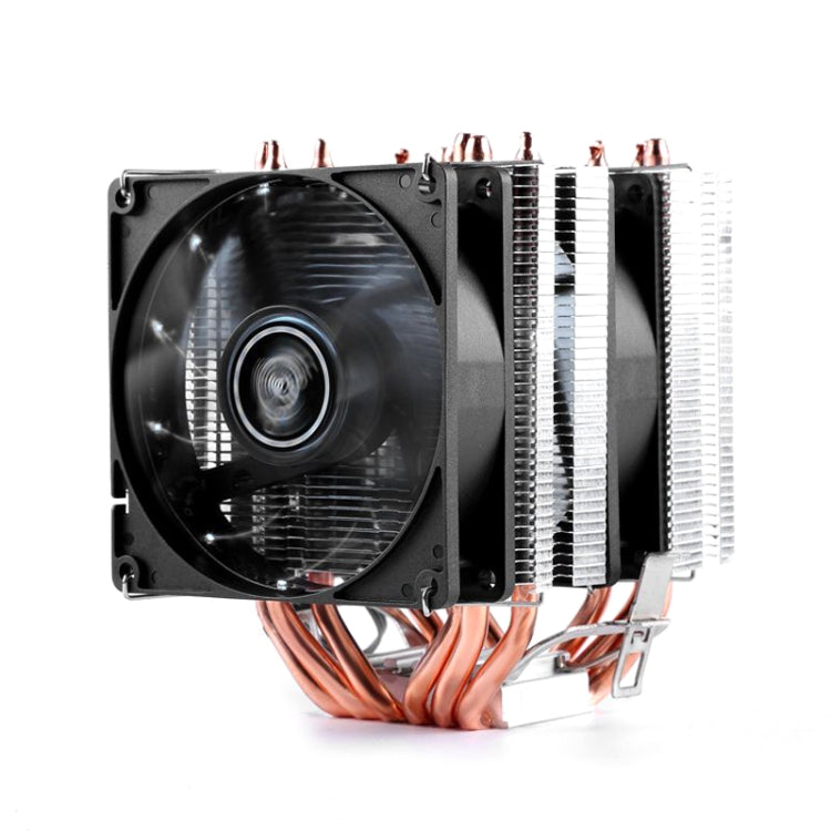Rynx | Desktop Computer 6 Copper Pipe CPU Cooler Super Quiet Without Light 3-Pin Dual Fan