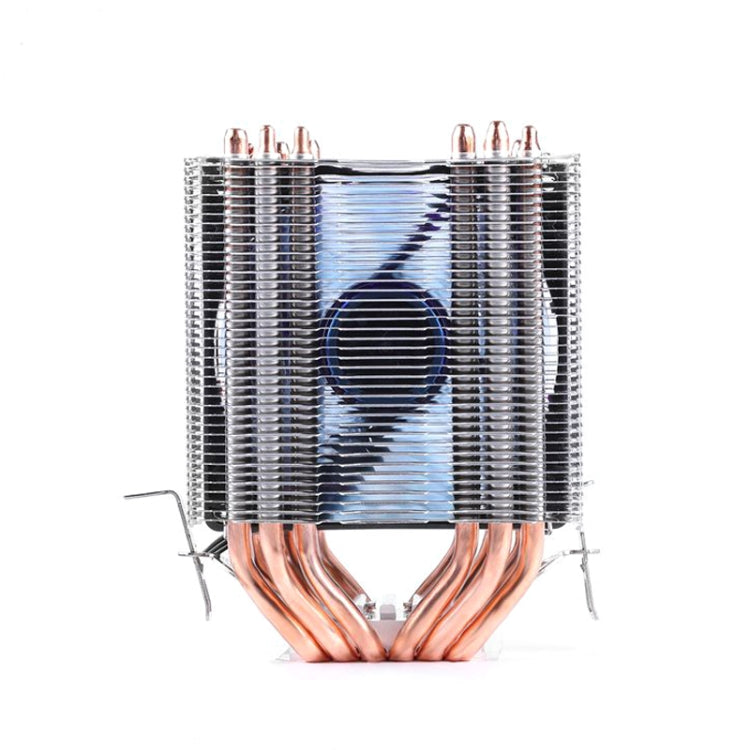 Rynx | Desktop Computer 6 Copper Pipe CPU Cooler Super Quiet Blue Light 3-Pin Single Fan