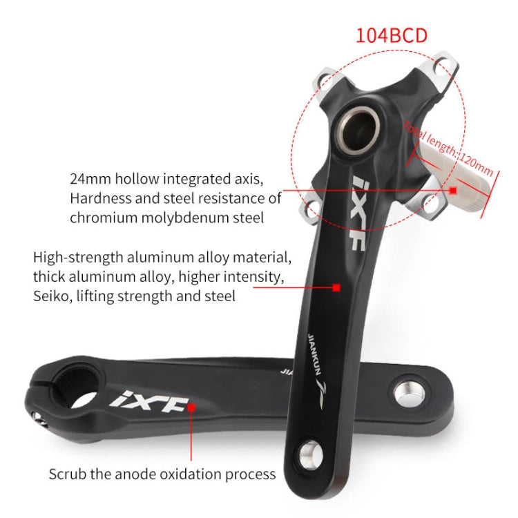 Rynx | JIANKUN IXF Mountain Bike Hollow Crank Modified, Style:Left and Right Crank+Bottom Bracket(Purple)