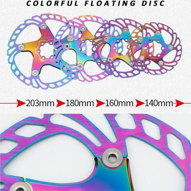 Rynx | IIIPRO Floating Disc Road Mountain Bike Six Nail Disc Brake Disc, Size:203mm(Colorful)