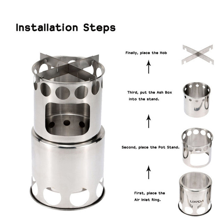 Rynx | Outdoor Hiking Camping Wood Stove Set With Cutlery(Fruit Green Handle)