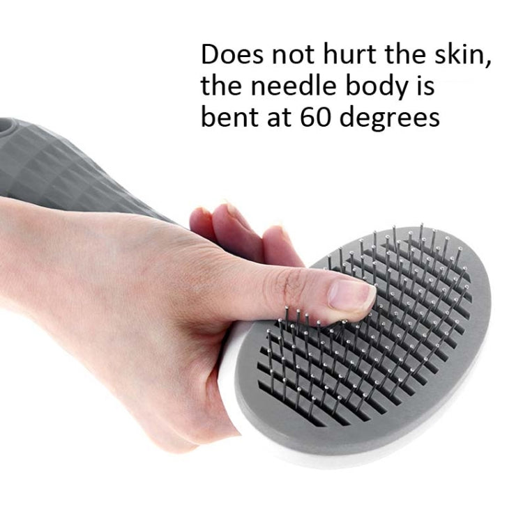 Stainless Steel Needle Automatic Cleaning Pet Hair Removal Dog Brush Pet Comb (Pink Fine Needle)