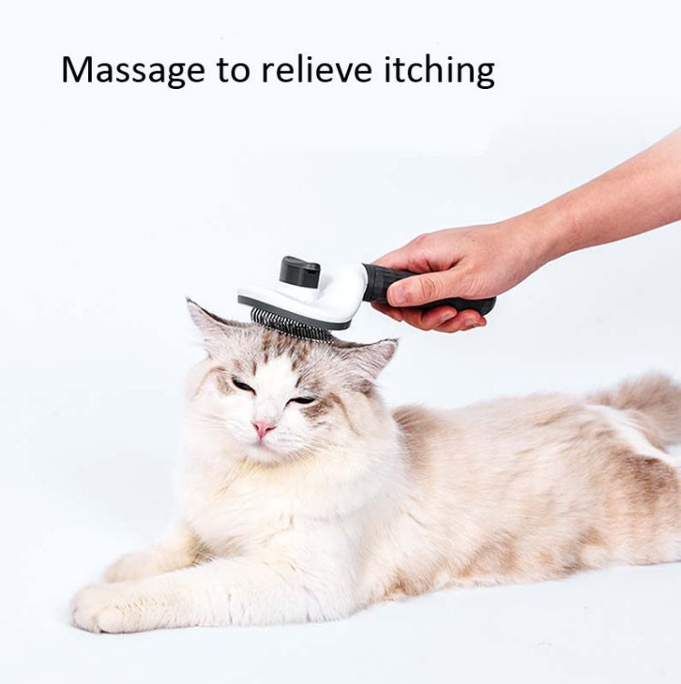 Stainless Steel Needle Automatic Cleaning Pet Hair Removal Dog Brush Pet Comb (Pink Fine Needle)
