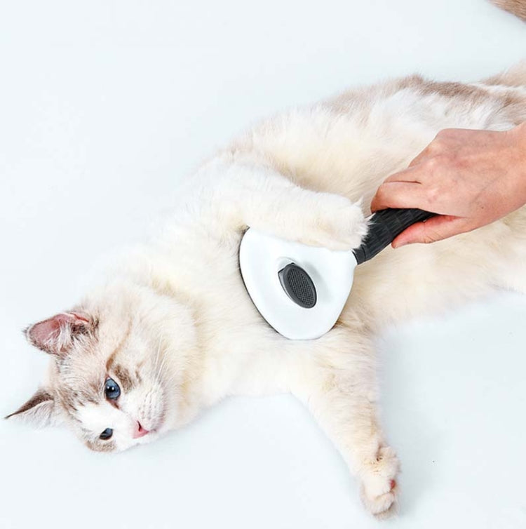Stainless Steel Needle Automatic Cleaning Pet Hair Removal Dog Brush Pet Comb (Pink Fine Needle)
