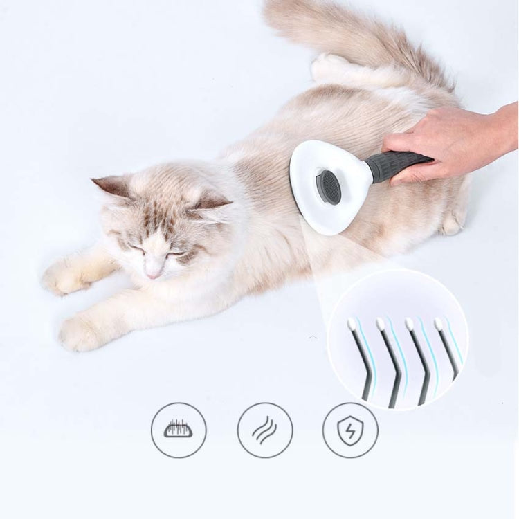 Stainless Steel Needle Automatic Cleaning Pet Hair Removal Dog Brush Pet Comb (Pink Fine Needle)