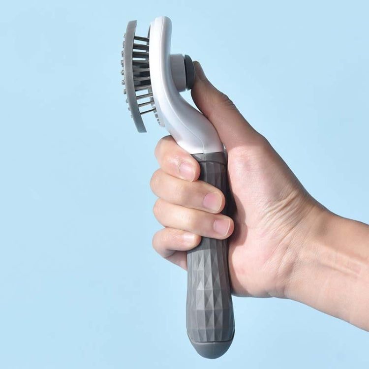 Stainless Steel Needle Automatic Cleaning Pet Hair Removal Dog Brush Pet Comb (Pink Fine Needle)