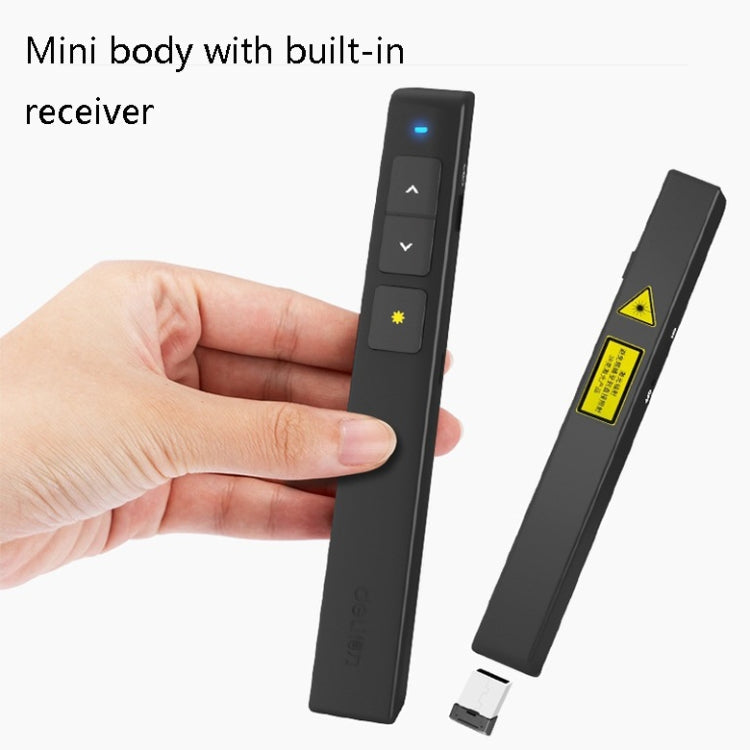 Rynx | Deli 2.4GHz Laser Side Flipping Pen Rechargeable Voice Projector Pen, Model: 2802PL (Black)