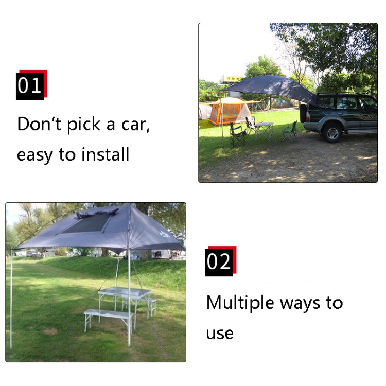 Rynx | LADUTA Outdoor Self-Driving Tour Barbecue Camping Car Side Tent Car Tail Extension Tent Supplies(Painted Silver)