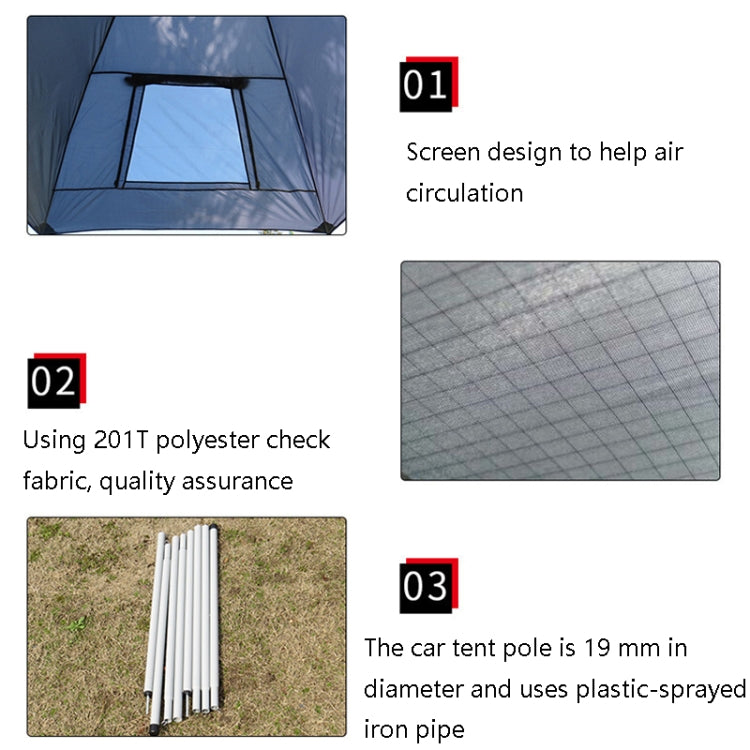 Rynx | LADUTA Outdoor Self-Driving Tour Barbecue Camping Car Side Tent Car Tail Extension Tent Supplies(Painted Silver)