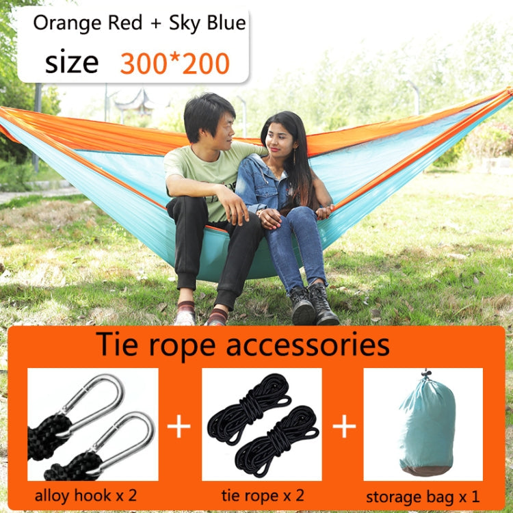 Rynx | Outdoor Hammock Nylon Parachute Cloth Travel Camping Swing, Style: 3m x 2m (Orange+Sky Blue)