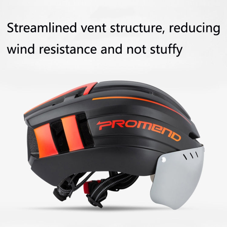 Rynx | PROMEND TK-12H15 Mountain Bike USB Magnetic Goggles Helmet With Warning Light, Size: L(Black Red)