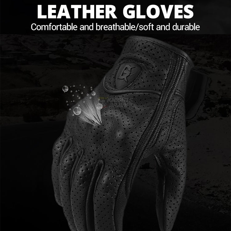 Rynx | GHOST RACING GR-ST06 Breathable Touch Screen Motorcycle Riding Leather Gloves Anti-Fall Locomotive Gloves, Size: L(Black)