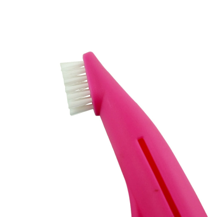 Pet Finger Toothbrush Cat and Dog Oral Cleaning Tool Soft Brush (Pink Red)