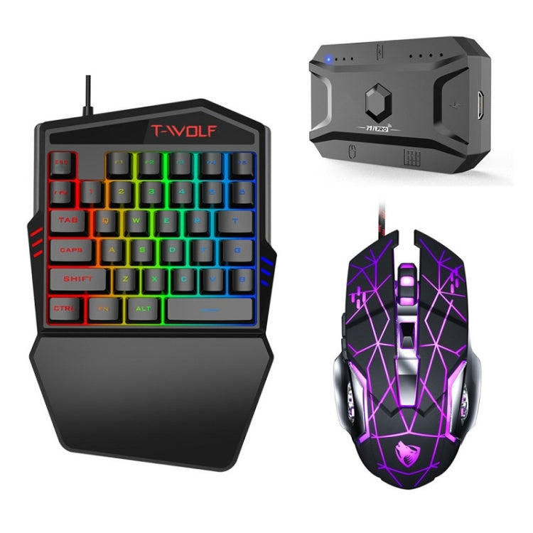 Rynx | T-WOLF Mobile Gaming One-Hand Keyboard, Specification: Keyboard + Mouse + Throne