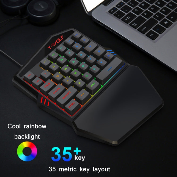 Rynx | T-WOLF Mobile Gaming One-Hand Keyboard, Specification: Keyboard + Mouse + Throne