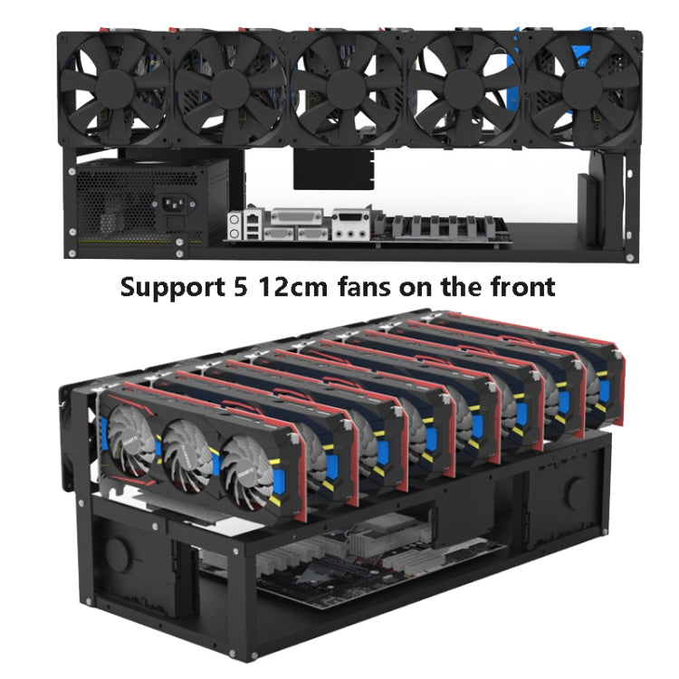 Rynx | GR-8K605 Open Chassis 6 Cards 8 Cards Fixed Mounting (Black)