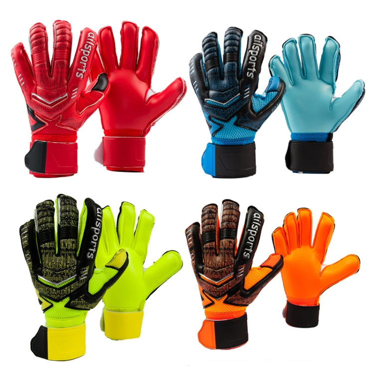 Rynx | Ailsports ST5511 1 Pair Goalkeeper Thicken Latex Fingers Protection Gloves, Size: 8(Red)