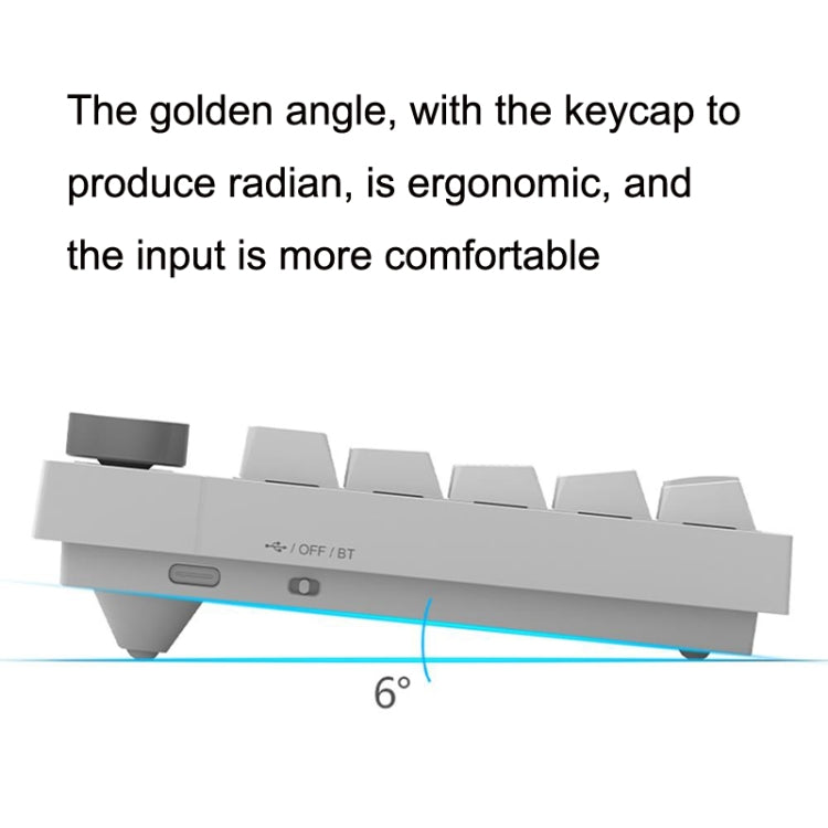 Rynx | Ajazz K620T 62 Keys Bluetooth Wireless Dual Mode Mechanical Keyboard, Style: Blue Wave (White)