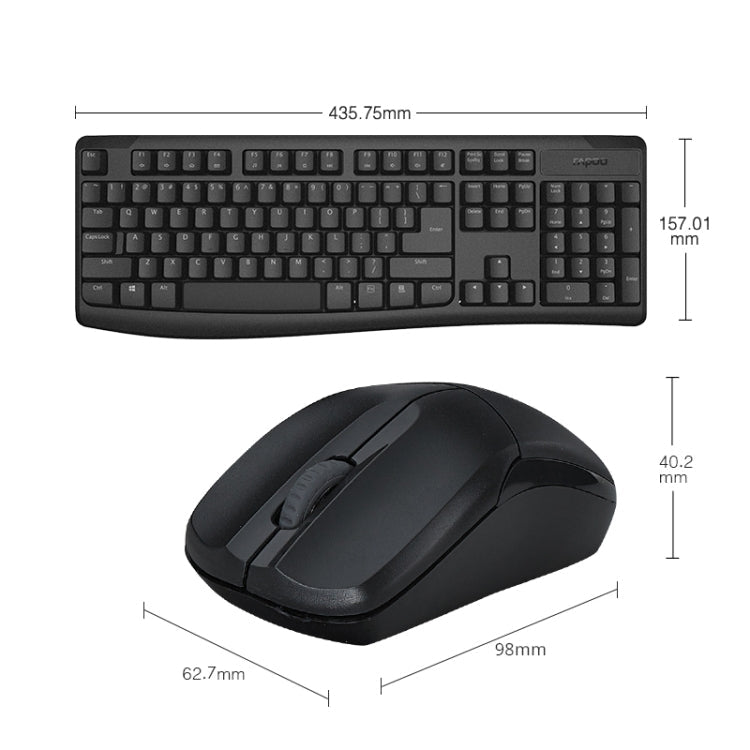 Rynx | Rapoo X1800PRO 104 Key Waterproof Multimedia Wireless Keyboard Mouse Set (Black)