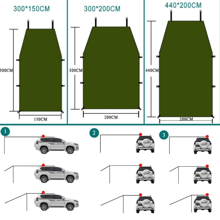 Rynx | Outdoor Picnic Camping Tent On The Side Of The Car Rain-proof Canopy 300x200cm(Dark Gray)