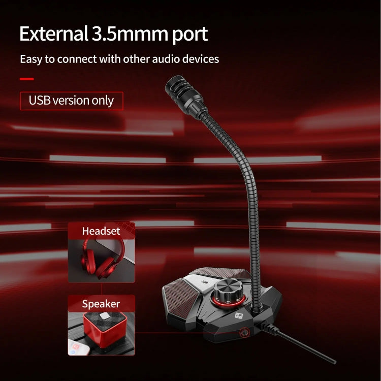 Rynx | 3.5mm JK omnidirectional microphone with built-in sound card Flexible gaming microphone