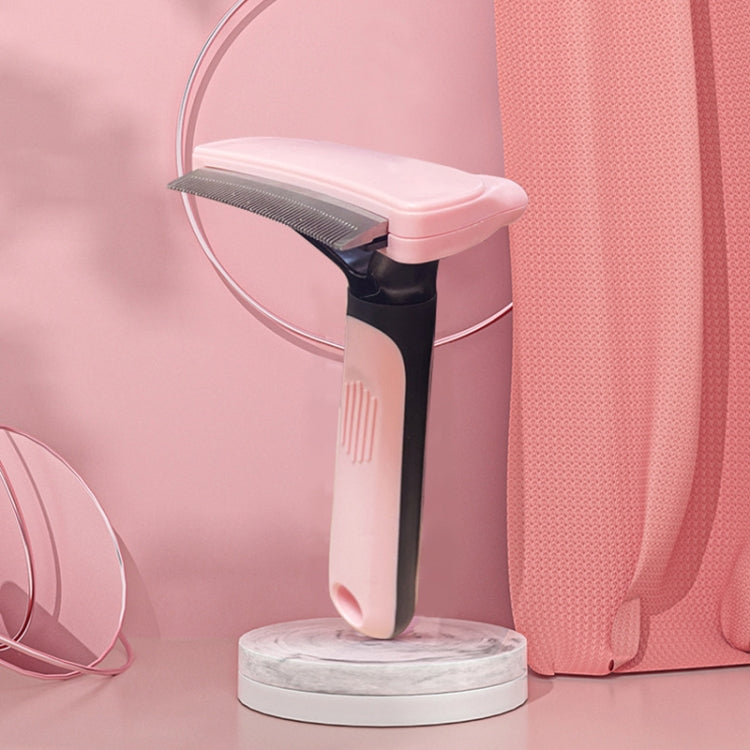 Pet Automatic Hair Removal Comb Curved Cat and Dog Comb with Open Knot (Pink)
