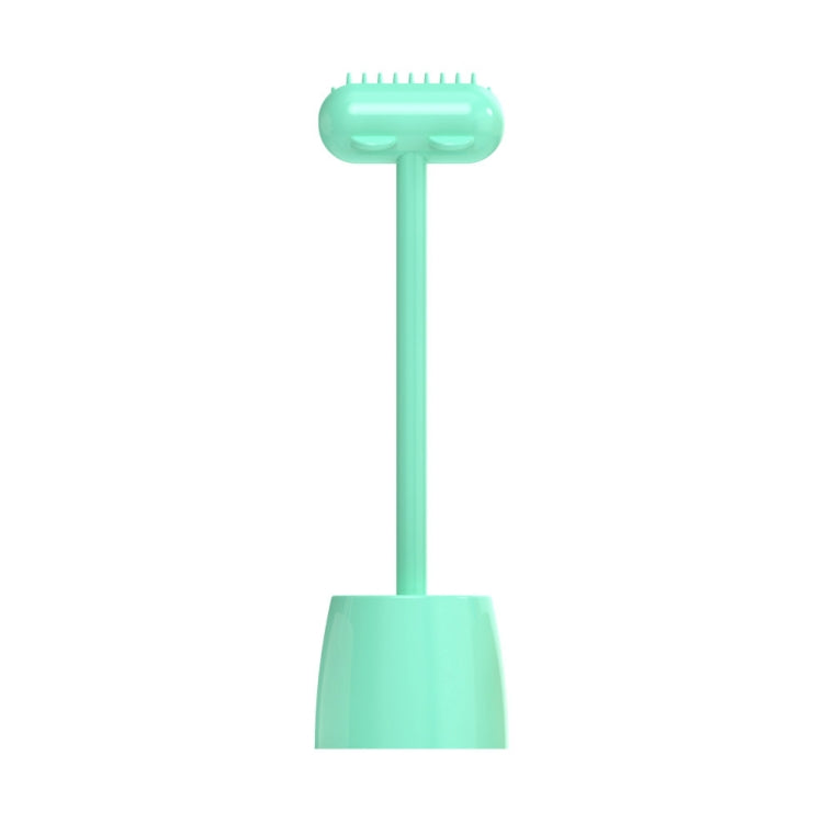 Pet cat and dog accessories long handle comb with base (Green)