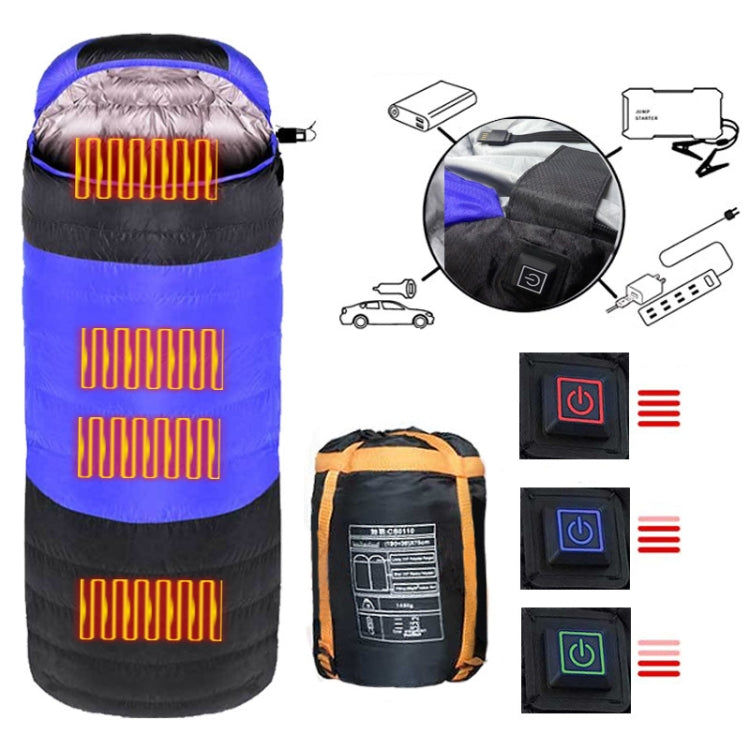 Rynx | USB Electric Heating Down Cotton Sleeping Bag 3-speed Temperature Adjustment (180+30)x75cm(Orange)