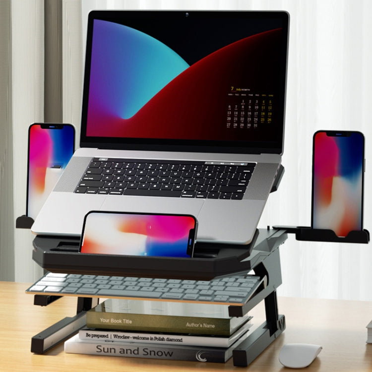 Rynx | Double Layer Folding Laptop Stand Aluminum Computer Height Adjustable Frame (Black)
