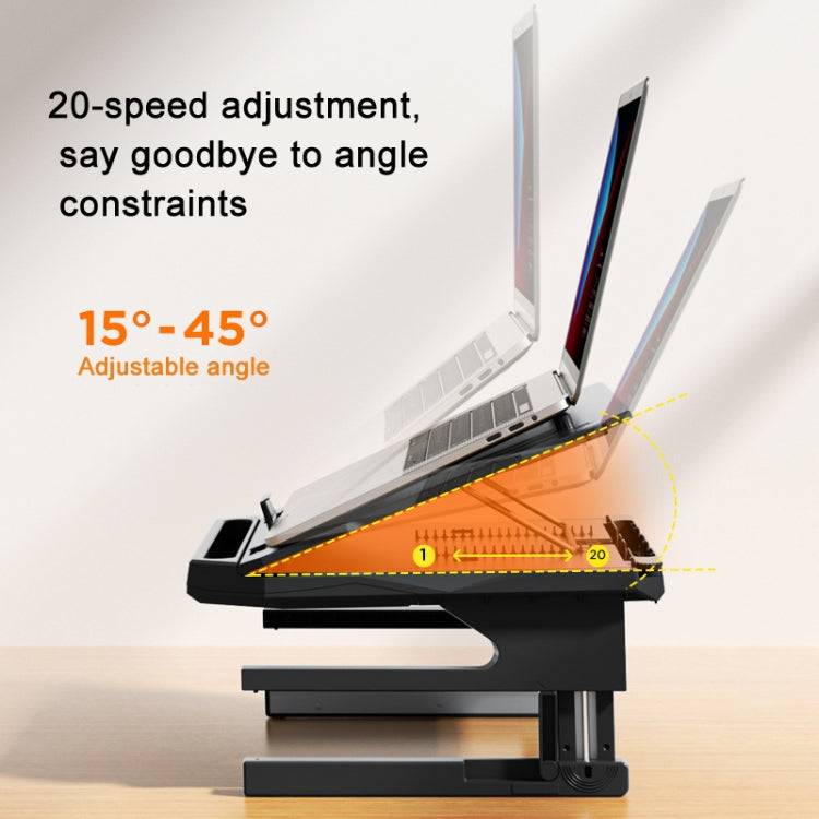 Rynx | Double Layer Folding Laptop Stand Aluminum Computer Height Adjustable Frame (Black)