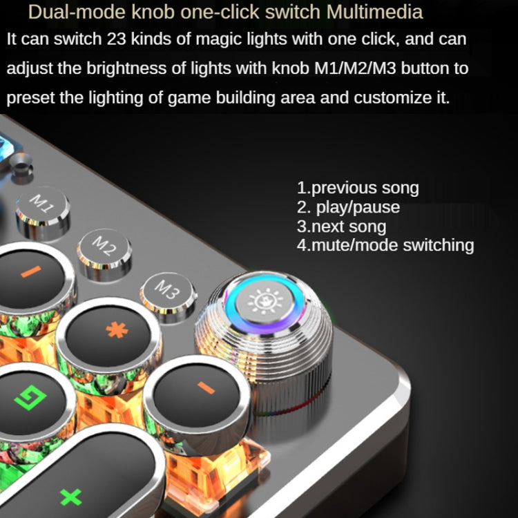 Rynx | K820 104 Keys Retro Punk Plating Button Illuminated Wired Green Shaft Keyboard, Cable Length: 1.6m, Style: Square (Black)
